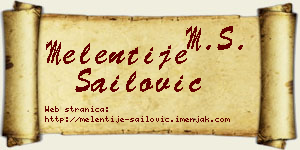 Melentije Sailović vizit kartica